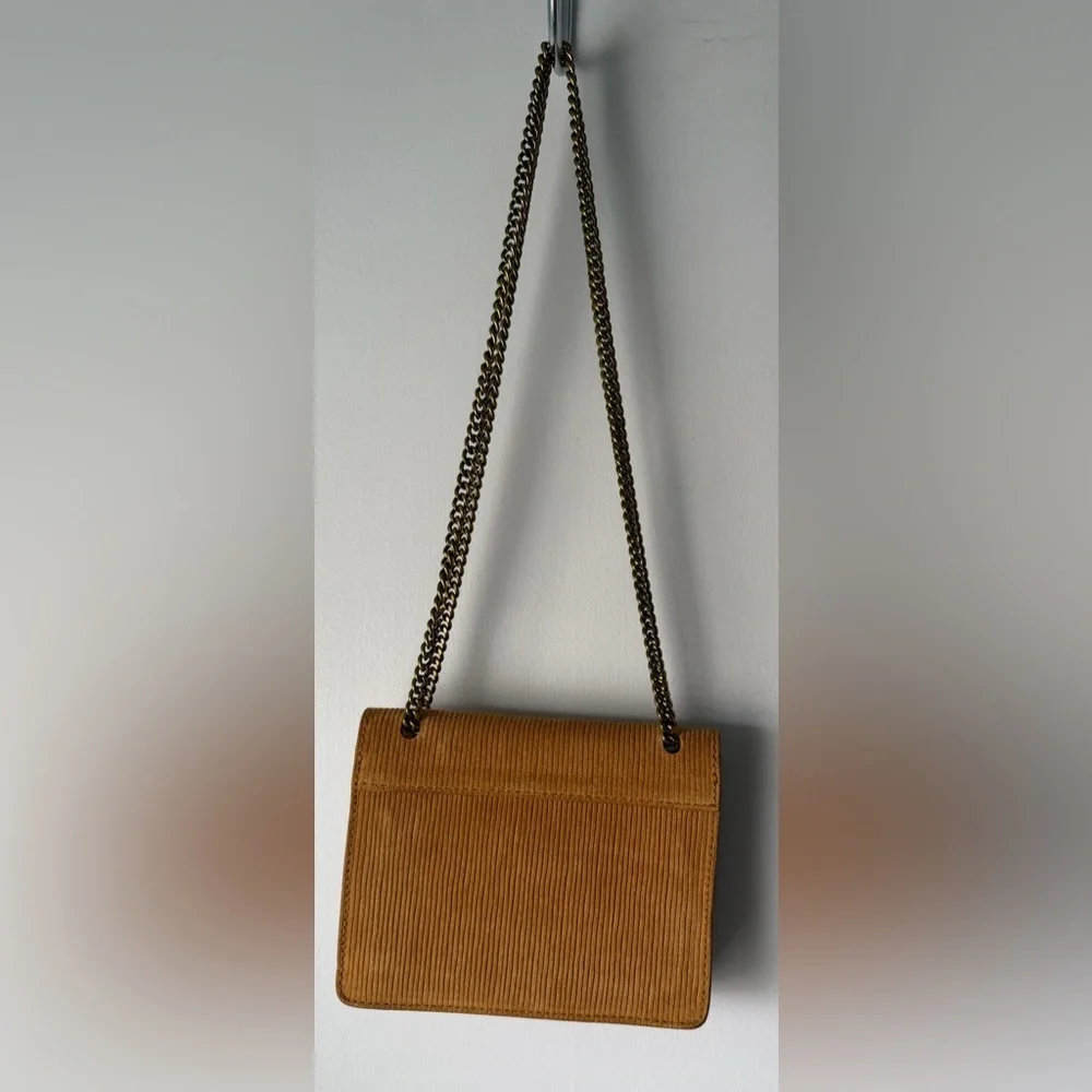 Madewell The Chain Crossbody Bag in Boutique Gold Corduroy Suede